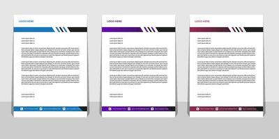 Letterhead Template Set with Wave Design Pro Vector