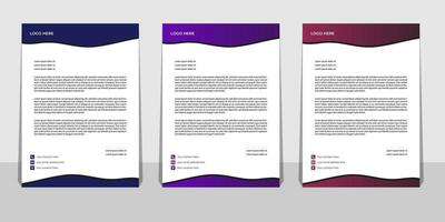 Letterhead Template Set with Wave Design Free Vector