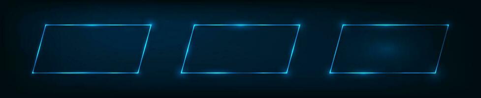 Neon rectangular frame with shining effects vector