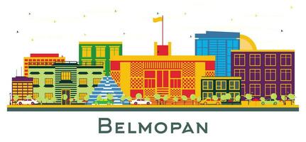 belmopán ciudad horizonte con color edificios aislado en blanco. vector