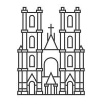 Cathedral building outline icon. Sign at linear style. Christian church. vector