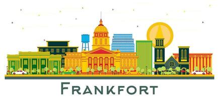 Frankfort Kentucky Estados Unidos ciudad horizonte con color edificios aislado en blanco. vector