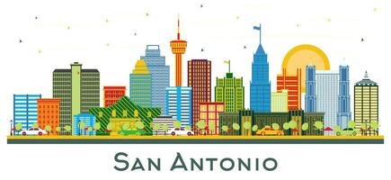 San Antonio Texas city Skyline with Color Buildings isolated on white. vector