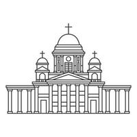 Cathedral building outline icon. Sign at linear style. Christian church. vector