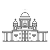 Cathedral building outline icon. Sign at linear style. Christian church. vector