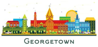 Georgetown City Skyline with Color Buildings isolated on white. vector