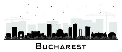 Bucharest Romania City Skyline silhouette with black buildings isolated on white. Vector Illustration. Bucharest Cityscape with Landmarks.