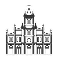 Cathedral building outline icon. Sign at linear style. Christian church. vector