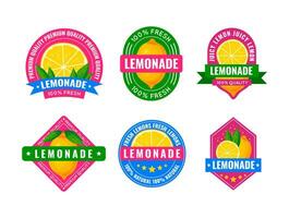 Cartoon Color Lemonade Labels Set. Vector