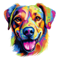 colorful portrait of a dog transparent background png