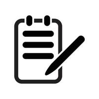 Notebook icon, black pen, white background, in digital and print formats. vector