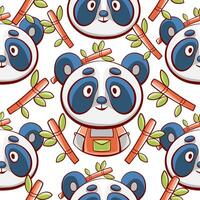 vector modelo de linda panda y bambú en dibujos animados estilo