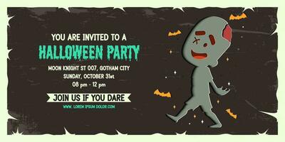 Halloween party invitation banner background in paper cut style. vector
