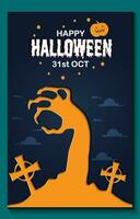 Happy Halloween party posters or brochure background in paper cut style. vector