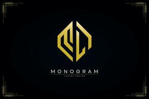 hexagon ML letter icon luxury monogram gold logo vector illustration template