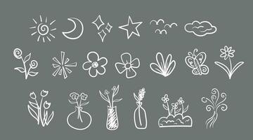 flowers and nature doodle vector