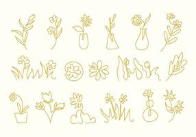 hand drawn one line flowers vector