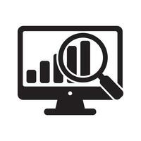 Screen with report icon, online monitoring concept, statistics icon. Online search icon. vector