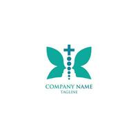 clínico Iglesia logo. cruzar logo diseño inspiración, trisula símbolo logo vector