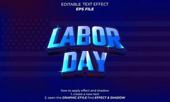 Labor day editable text effect with 3d style editable, typography. vector template