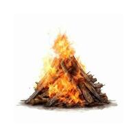 Campfire isolated on white background, created with generative AI photo