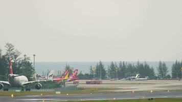 PHUKET, THAILAND NOVEMBER 26, 2017 - NordWind Airlines Airbus A330 VP BYV taxiing after landing at Phuket International airport video