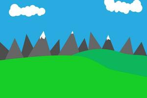 vector illustration of landscape of ice mountains and clouds