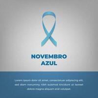 Novembro Azul Campaign Poster with Ribbon. Translate Blue November vector