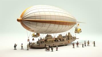 Displaying a 3D miniature Zeppelin. Generative AI photo