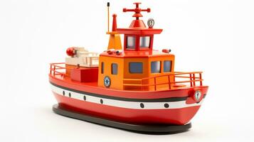 Displaying a 3D miniature Tugboat. Generative AI photo