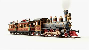 Displaying a 3D miniature Train. Generative AI photo
