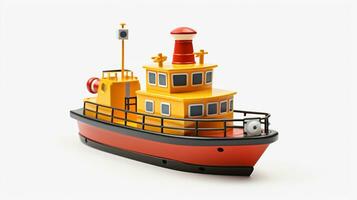 Displaying a 3D miniature Tugboat. Generative AI photo