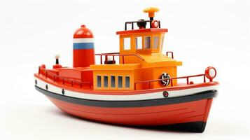 Displaying a 3D miniature Tugboat. Generative AI photo