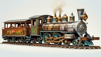 Displaying a 3D miniature Train. Generative AI photo