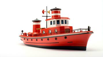 Displaying a 3D miniature Tugboat. Generative AI photo