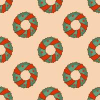 Christmas Wreath Pattern Background. Social Media Post. Christmas Decoration Vector Illustration.