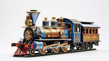 Displaying a 3D miniature Train. Generative AI photo