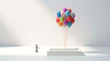 mostrando un 3d miniatura atado globo. generativo ai foto