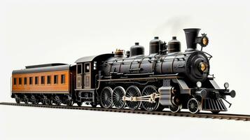 Displaying a 3D miniature Steam Locomotive. Generative AI photo