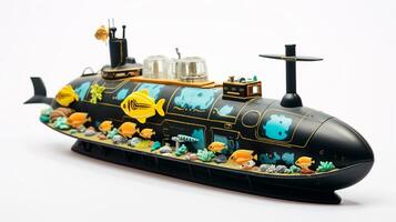 mostrando un 3d miniatura submarino. generativo ai foto
