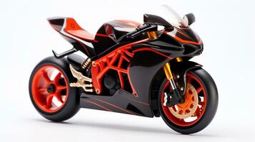 Displaying a 3D miniature Sportbike Motorcycle. Generative AI photo