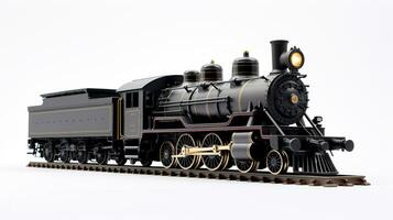 Displaying a 3D miniature Steam Locomotive. Generative AI photo