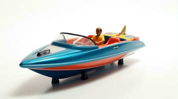 Displaying a 3D miniature Speedboat. Generative AI photo