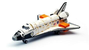Displaying a 3D miniature Space Shuttle Atlantis. Generative AI photo