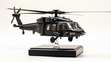 Displaying a 3D miniature Sikorsky UH60 Black Hawk. Generative AI photo