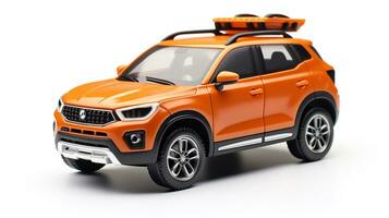 Displaying a 3D miniature SUV - Sports Utility Vehicle. Generative AI photo