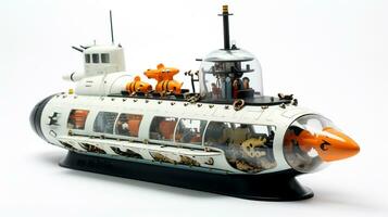 Displaying a 3D miniature Research Submarine. Generative AI photo