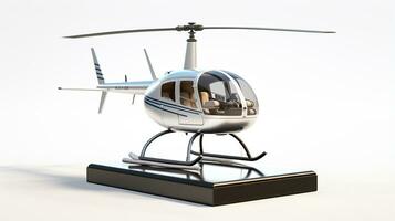 Displaying a 3D miniature Robinson R44. Generative AI photo