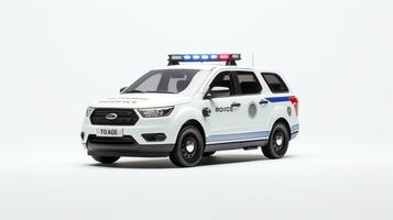 Displaying a 3D miniature Police Car. Generative AI photo