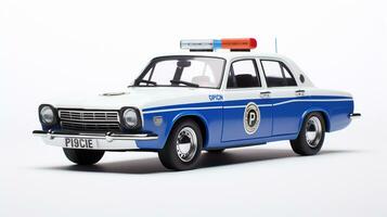 Displaying a 3D miniature Police Car. Generative AI photo